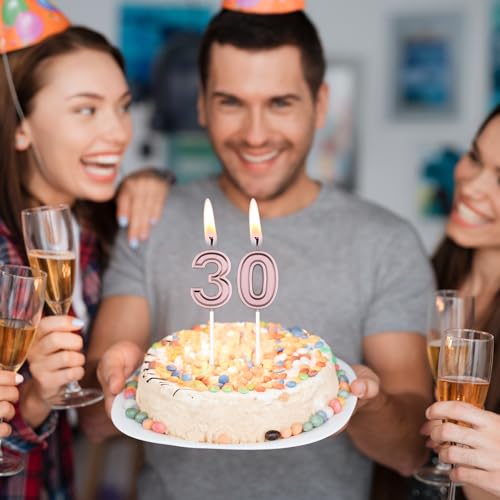 Rose Gold Number 19 & 91 Birthday Candles for Cake Decoration