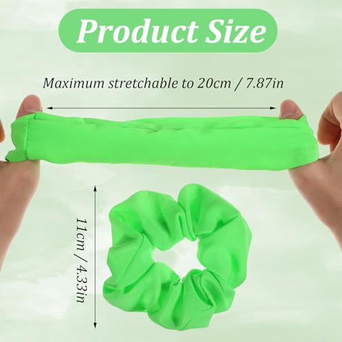 2PCS Green Neon Scrunchies Soft Viscose Elastic Hair Bands for 80s Parties