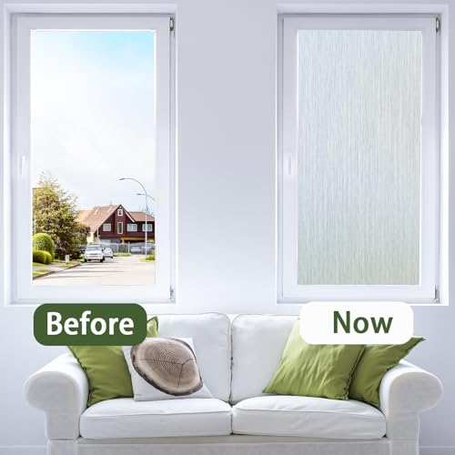 Deabevn Frosted Glass Window Privacy Film, Static Cling 17.5" x 78.7"