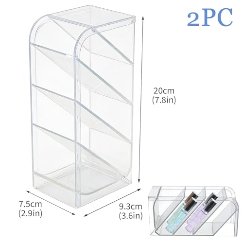 4-Tier Acrylic Rollerball Perfume Organizer - 2 Pack Slanted Display Stand