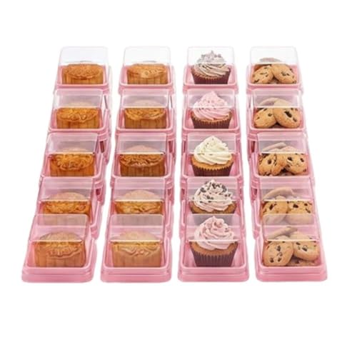 50 Pack Mini Cupcake Boxes, Clear Plastic Individual Dessert Containers