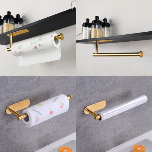 Stainless Steel Paper Towel Holder with 2 Hooks - Wall Mounted, Space Saving