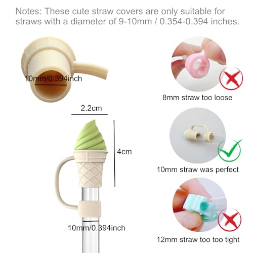 Ice Cream Straw Cover for Stanley Cup 10mm Silicone Straw Topper Brown