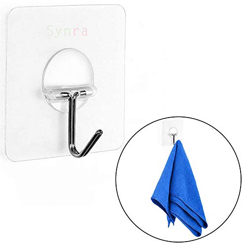 Synra Transparent Adhesive Wall Hooks - 8 Pack, Rotatable & Reusable