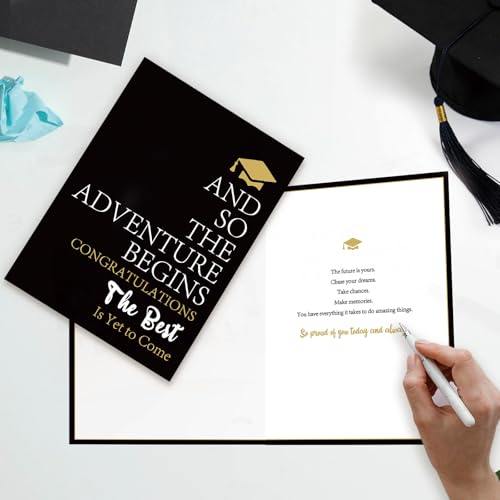 Inspirational Graduation Card - Black & Gold Keepsake Gift (Model SK-131)