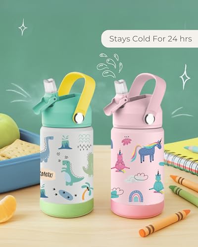 Hippypotamus 12 oz Stainless Steel Kids Water Bottle - Pink Unicorn