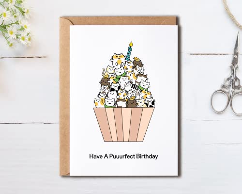 Funny Cat Birthday Card - Cute 5x7 Purrfect Design