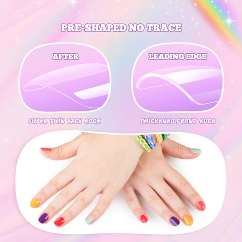 Krofaue Kids Fake Nails 240pcs Clear Press On Nails Short Oval