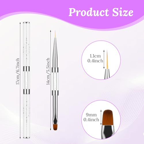 Thinp Double Ended Gel Builder Brush Set for Nail Art Design - 2 Pcs
