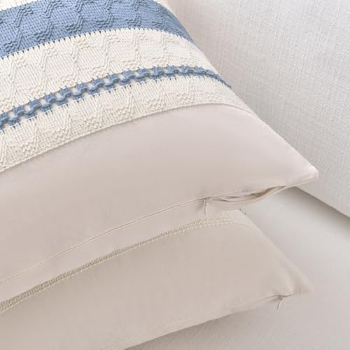 Light Blue Boho Decorative Throw Pillow Cover 12x20 Inch - Fancy Homi