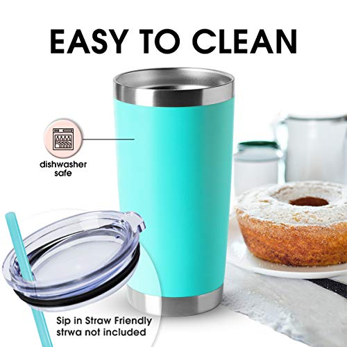 20oz Insulated Stainless Steel Tumblers Bulk Light Blue - Travel Coffee Mug with Lid - 4 Pack
