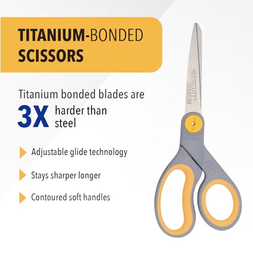 Westcott 8-Inch Titanium Bonded Scissors with Adjustable Glide - 1-Pack
