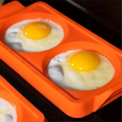 Blackstone 5600 Silicone Egg & Omelet Ring for Breakfast, Non Stick Food Grade Round Egg Cooking Shapers Ring Mold for Pancake, Patties & English Muffin ? Portable Griddle Accessories,Orange(Set of 3)
