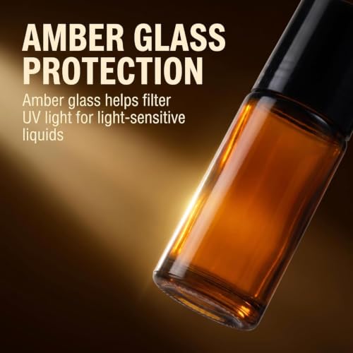 Tustao 30ml Brown Glass Essential Oil Roller Bottles 2Pcs Refillable