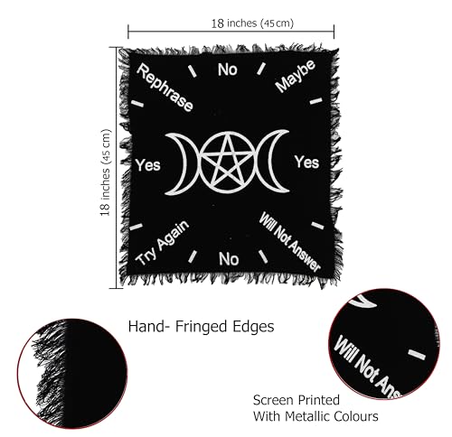 Wiccan Tarot Spread Altar Cloth - Small 100% Cotton, Silver Design
