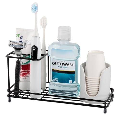 Carbon Steel Toothbrush Holder & Toothpaste Organizer - 4 Slots, Easy to Clean