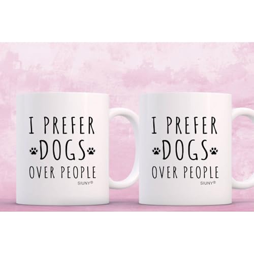 Dog Lover Coffee Mug - I Prefer Dogs Over People, 11 oz - Variation of DOGS