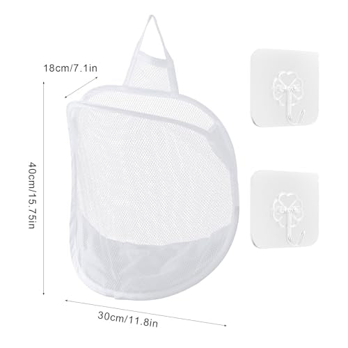 Bremorou 2-Pack Small Hanging Laundry Bags - Foldable Mesh Hamper