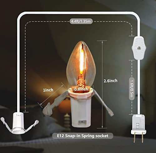 C7 LED Light String with 4 Candelabra Bulbs & Dimmer Switch - 4 Pack, Warm White, E12 Socket, Outdoor Use (Variation: C7 +Accessory-cord 4P)