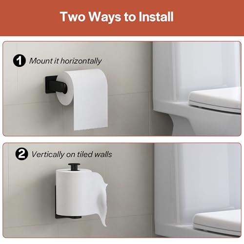 Empava Self-Adhesive Toilet Paper Holder Matte Black Ring, SUS 304 Stainless Steel