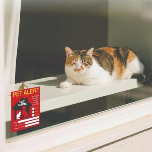 2 Pack Pet Alert Stickers - Waterproof Vinyl Emergency Signs