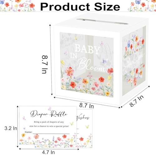 QISOLIY Clear Wildflower Diaper Raffle Tickets & Box Set