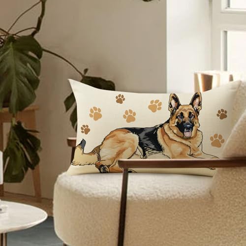 German Shepherd Lumbar Throw Pillow Cover, 12 x 20 Cotton Linen Cushion Case