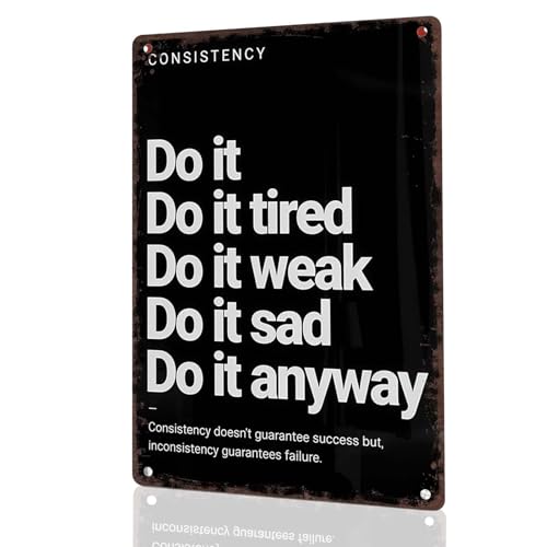 Do It Anyway Vintage Metal Sign | Motivational Wall Art for Gym & Office, 12x8 Inch