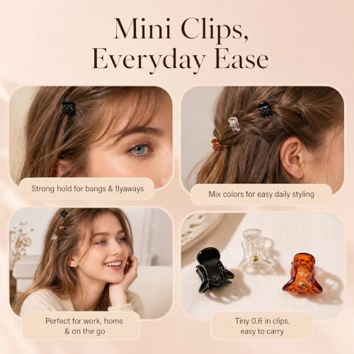 DZKZO 54Pcs Mini Hair Claw Clips 0.6 Inch Small Plastic Hair Clips