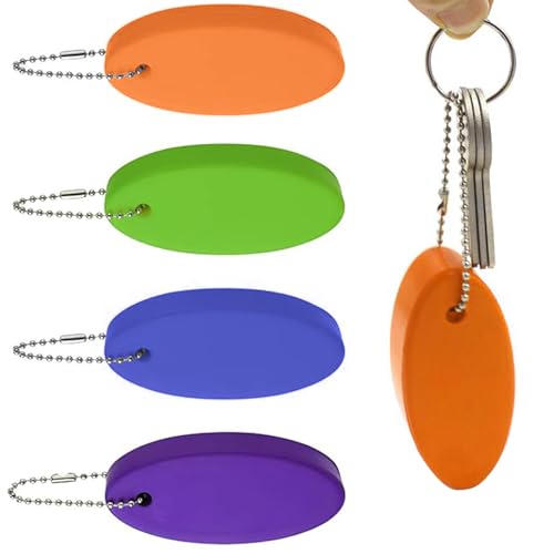4 Pack Floating Keychain for Boat Keys Waterproof Bright Color Key Floats for Boating Fishing Surfing Kayak Sailing Outdoor Water Sports