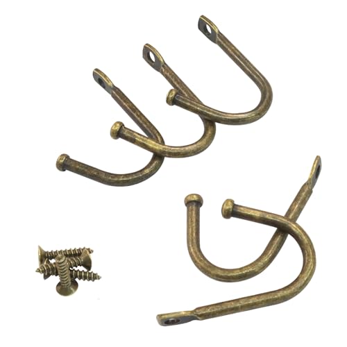 Bronze Wrought Iron Single Prong Hooks - Set of 10 with Screws, Rustic Home Decor