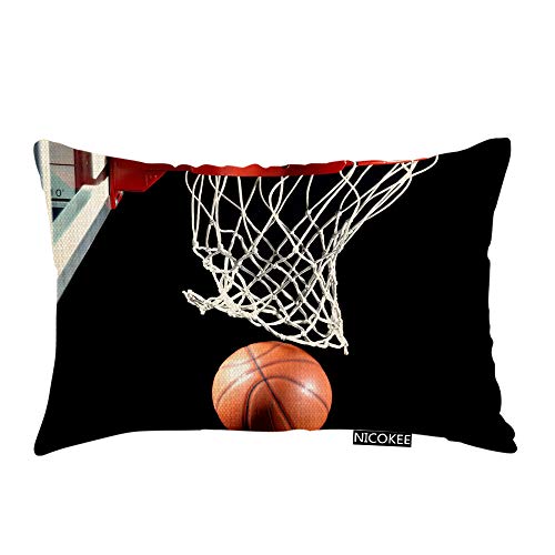 Basketball Hoop Throw Pillow Cover, 20x12 Inch Cotton Linen Cushion Case