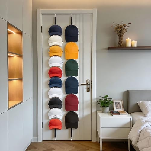 KOEVSU 2-Pack Hat Organizer for Baseball Caps - Over-the-Door Hat Rack