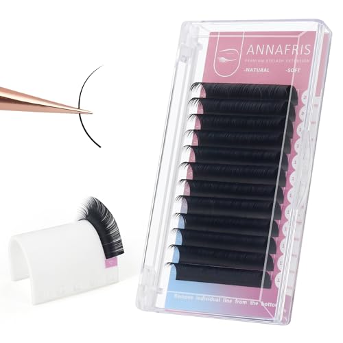 ANNAFRIS Individual Eyelash Extensions 16 Rows Matte Black D Curl Mix