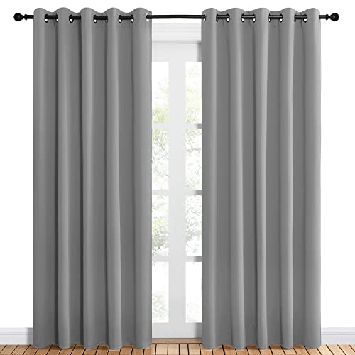 NICETOWN Thermal Insulated Blackout Curtains - Silver Grey, 60 x 84 Inch (2 Pack)