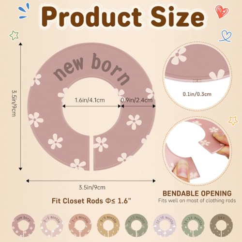 8PCS Double-Sided Baby Closet Dividers - Multi-Color Organizer Set
