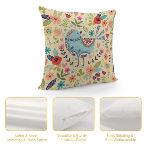 Luxury Yellow Velvet Pillow Cover 18x18" with Unique Prints