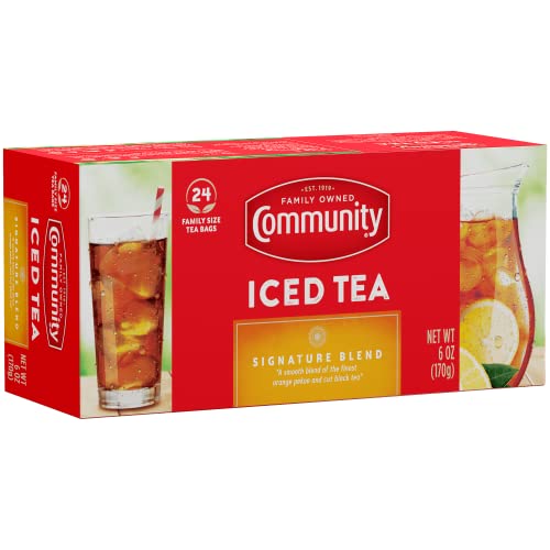Community Coffee Signature Iced Tea Pack of 12 - 24 Family Size Tea Bags (24 Count x 12) - Refreshing Black Tea for Iced Tea