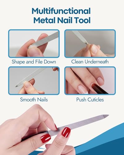 Denco Large Sapphire Nail File – Double-Sided Metal Grit Shaper with Protective Sheath