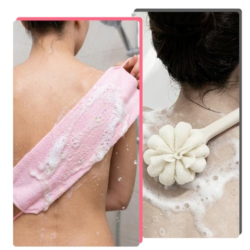 3-Pack Exfoliating Back Scrubber for Shower & Bath Towel