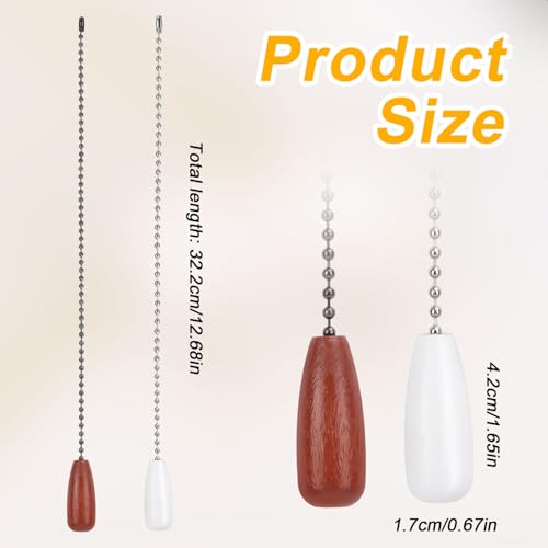 Gosknor 2pcs Ceiling Fan Pull Chain Extensions - 12.68in White & Brown Beaded Cords