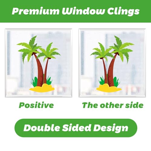 134 Pcs Summer Beach Window Clings - Colorful Static Film Decals