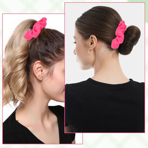 Neon Red Hair Scrunchies 2-Pack - 80s Elastic Hair Bands for Women