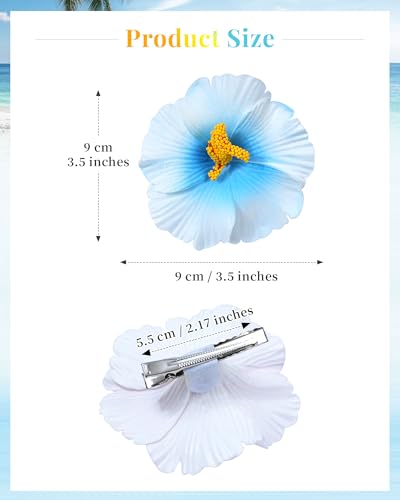 ACECHA 4Pcs Hawaiian Flower Hair Clips Orchid & Hibiscus Duckbill Clips