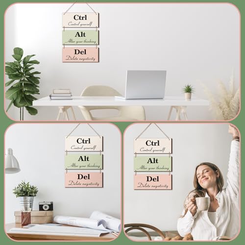 3-Piece Boho Leaves Rustic Wood Wall Decor - Inspirational Office Sign