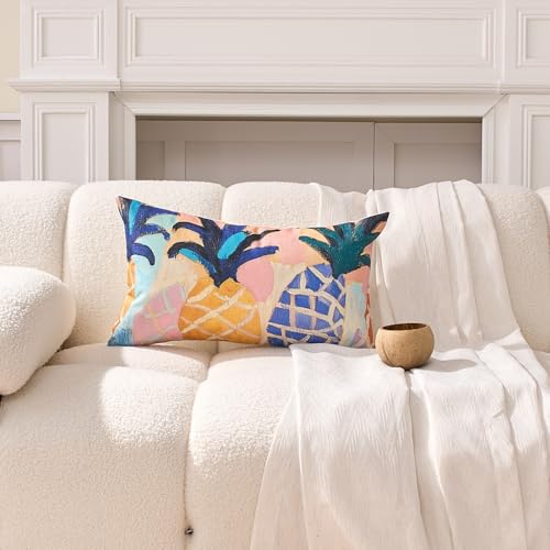 Summer Fruit Throw Pillow Covers Set of 2 12x20 Inches - Artistic Canvas-Like Decor