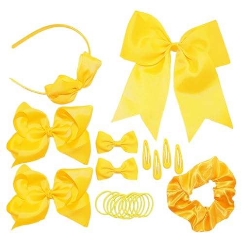 GSHLLO 21 Pcs Girls Hair Accessories Set Bow Headband and Clips Yellow