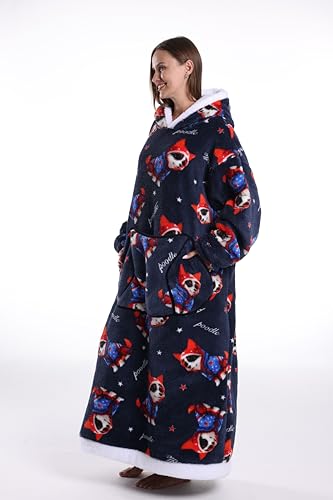Capecage Long Wearable Blanket Hoodie with Big Pocket - Corgi2 Variation - Gift for Women or Men