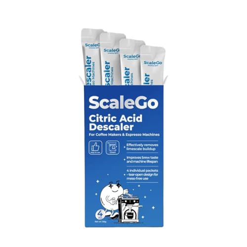 ScaleGo Coffee Machine Cleaner & Descaler - Citric Acid Powder, 4 Sachets