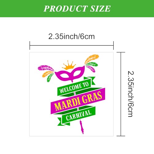 Mardi Gras Temporary Tattoos 16 Sheets Waterproof Festival Party Favors